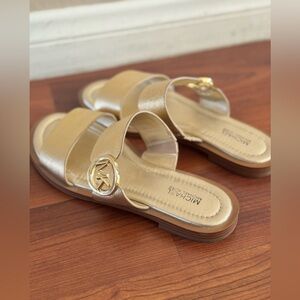 Michael Kors Gold Slide Sandals with Logo